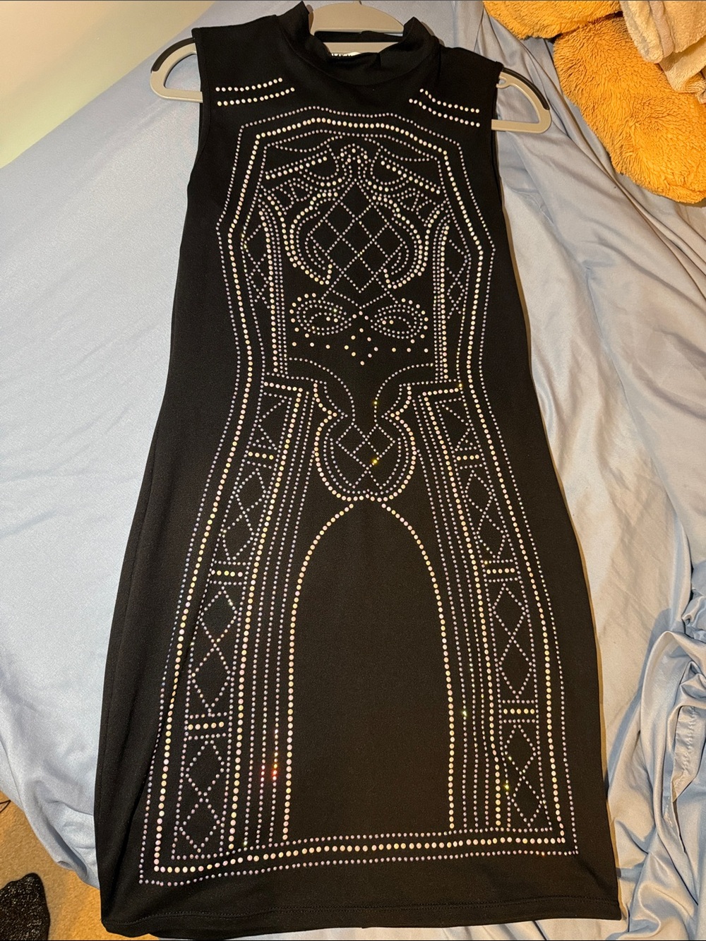 Black Sleeveless Studded Bodycon Dress